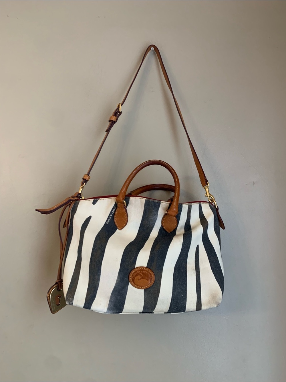 Dooney & Bourke Zebra canvas shoulder handbag purse tote